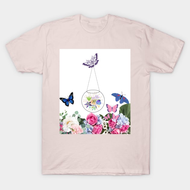 amazing butterflies and flowers T-Shirt by SMILECHOP